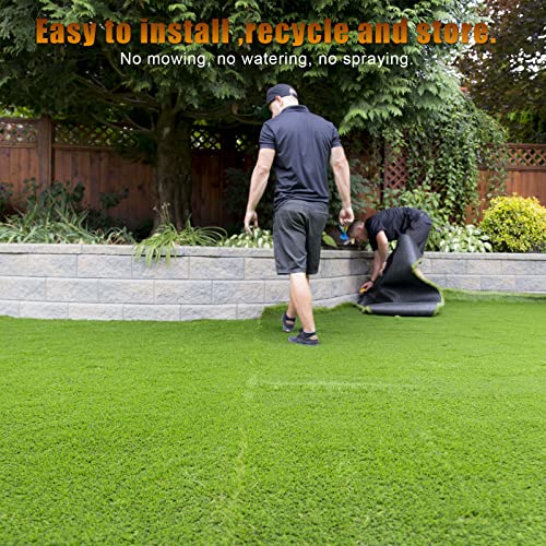 Heyroll Artificial Turf Grass 4\' x 6\', 1.38 Inch Realistic Artificial Grass Rug, Fake Grass Mat Thick with Rubber Backing, for Pets Dogs Garden Lawn Landscape Indoor Outdoor - Thumbnail 2