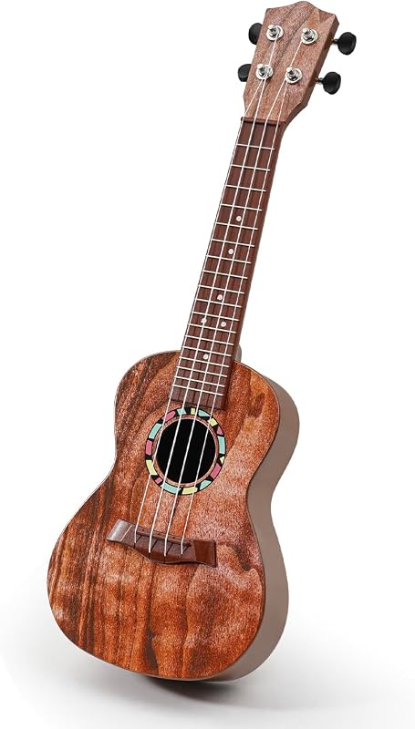 Raimy Ukelele para niños de 21 pulgadas, juguetes de guitarra para niños de 3, 4, 5, 6, 7 años o más | Calidad de sonido simulada, educación de aprendizaje de instrumentos musicales, regalo de cumpleaños para principiantes, fácil de tocar y rasguear (caoba)