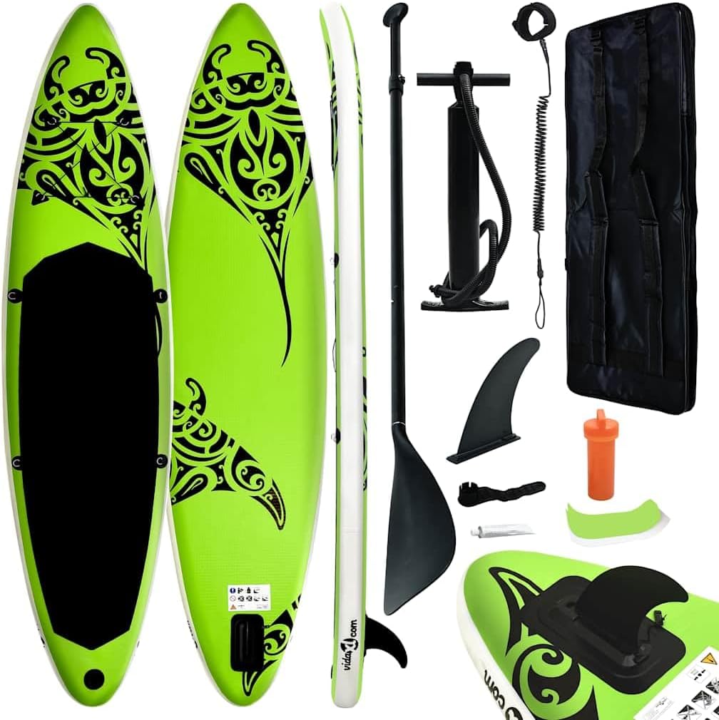 Inflatable Stand Up Paddleboard Set 126"x29.9"x5.9" Blue for Adults, Puncture-Proof and UV-Resistant SUP Board with Removable Fin, Non-Slip Traction Pad, and Carrying Bag