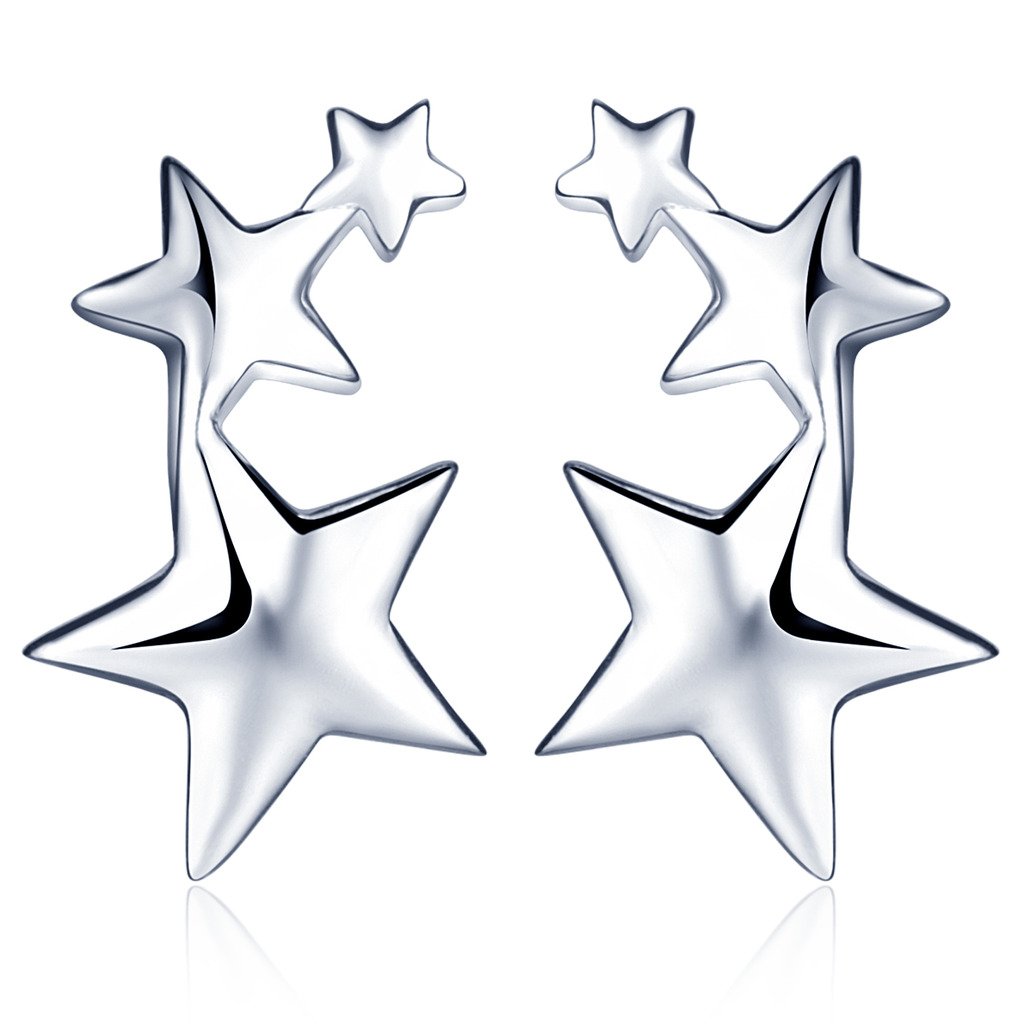 Unendlich U Infinito U - Pendientes Estrellas Pequeñas de Plata de Ley 925 para Mujer y Niña