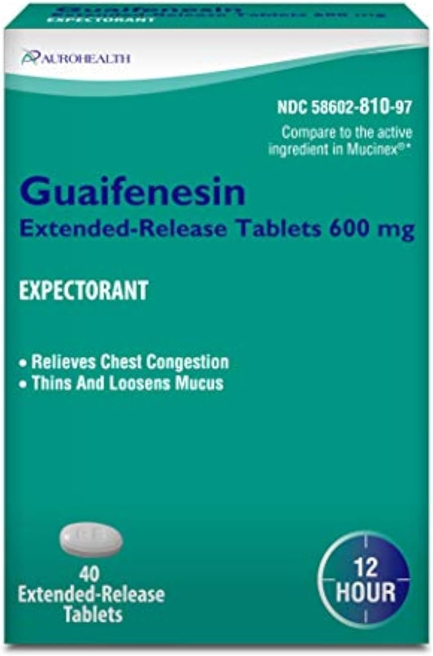 Expectorant Guaifenesin Extended Release 600mg, 40 Tablets