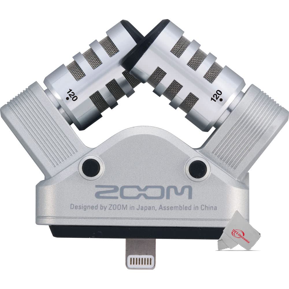 Zoom iQ6 mikrofon stereo X/Y do iPhone'a/iPada do nagrywania dźwięku + 8-calowa lampa pierścieniowa LED