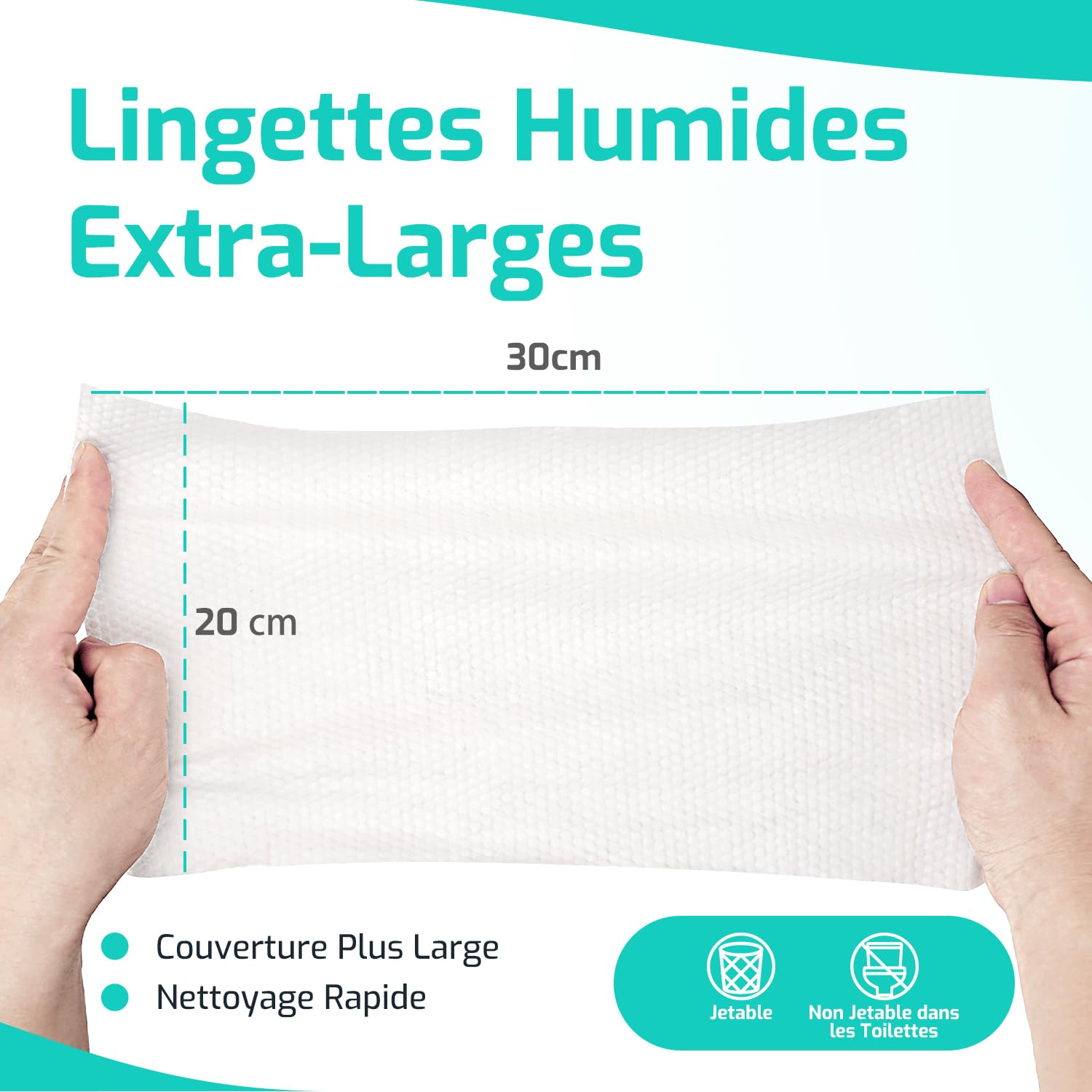 SUNKISS TrustPlus Lingettes Adultes XL Extra Épaisses 20 x 30 cm, Aloe Vera, Sans Alcool et Sans Parfum, Hygiène Intime et Incontinence, 200 Unités