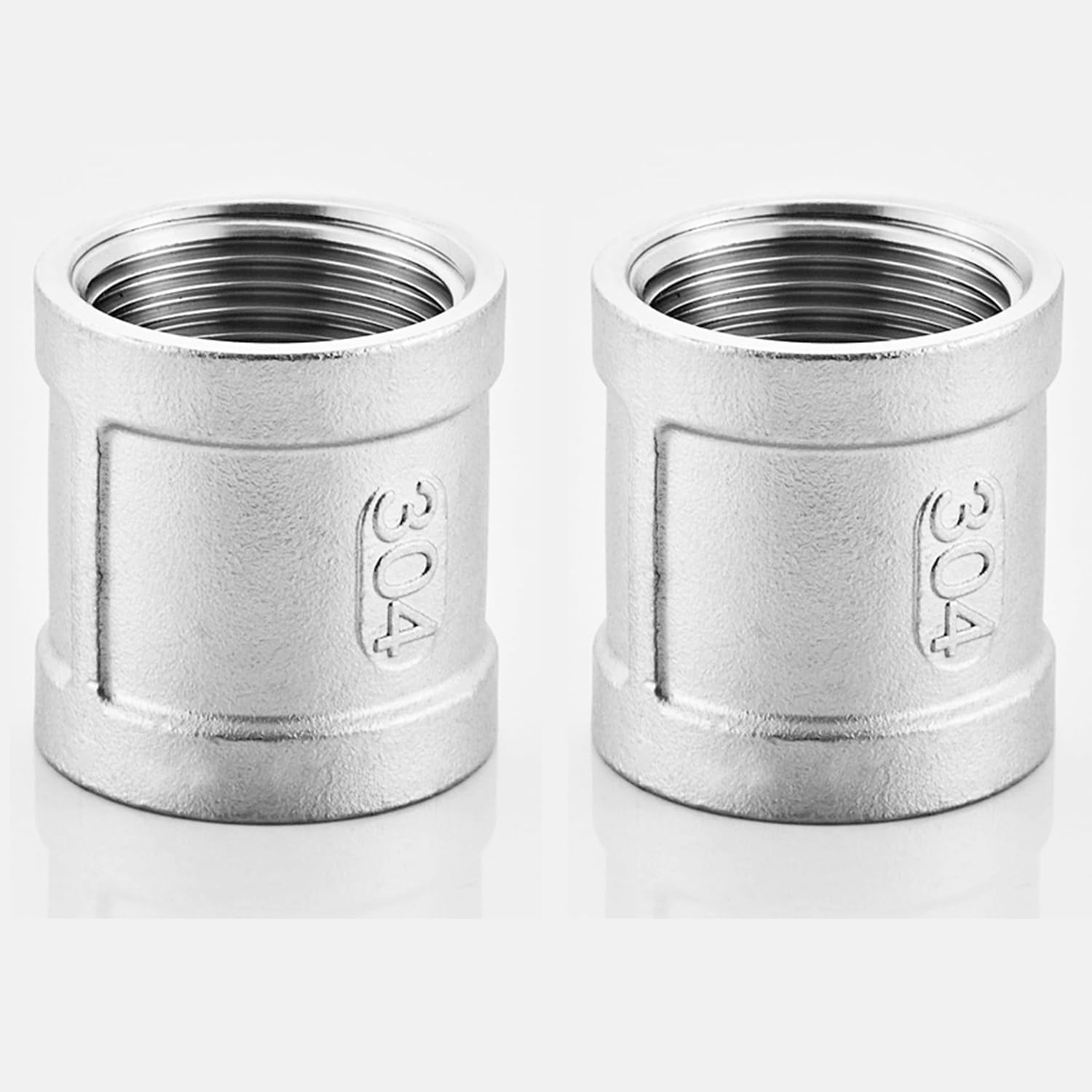 304 Stainless Steel Coupling Union - NPT Female Threaded Pipe Connector for Water & Air Systems (Pack of 2) (3/4 INCH)