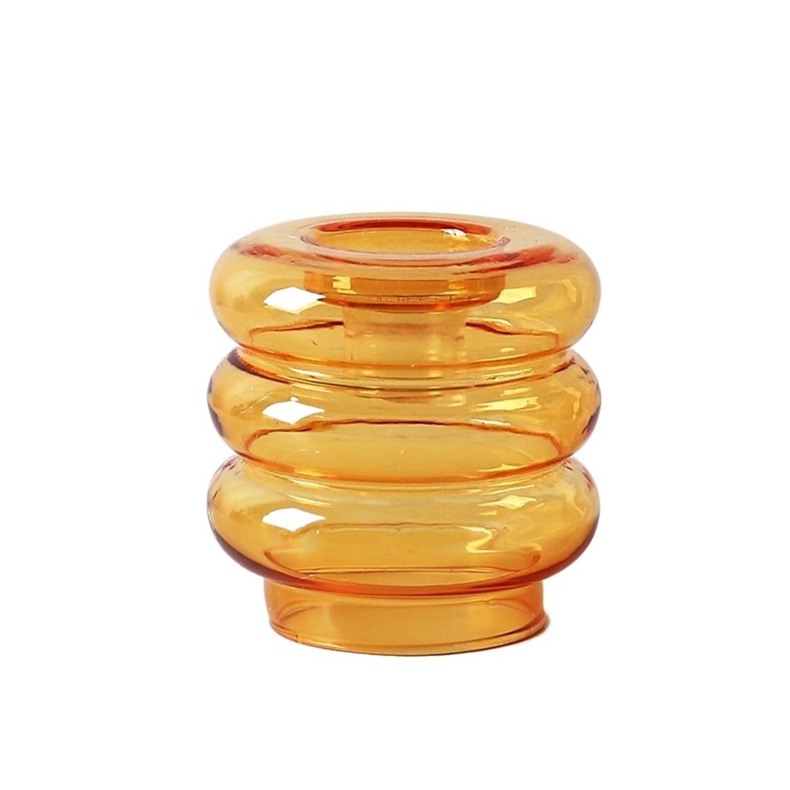 Candle Holders Glass Taper Candle Holders Transparent Candlestick Stand Centerpiece Table Ornament Tealight Vase Wedding Party Home Decoration(Orange)