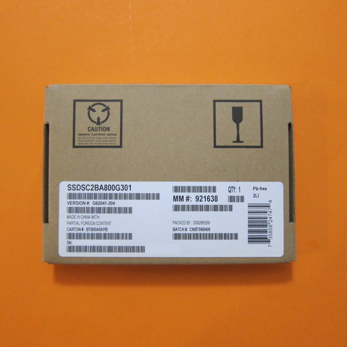 (New) Intel 800GB SSD DC S3700 Series SSDSC2BA800G301 2.5 SATA 6G Enterprise for Dell HP Supermicro Lenovo and Other Systems