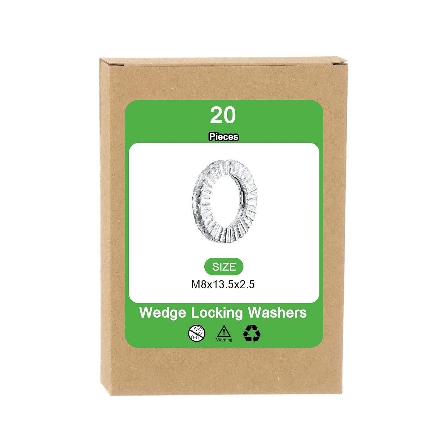 uxcell Wedge Locking Washers for M8 Bolts, 20pcs 304 Stainless Steel Washers Vibration Resistant Safety Washers
