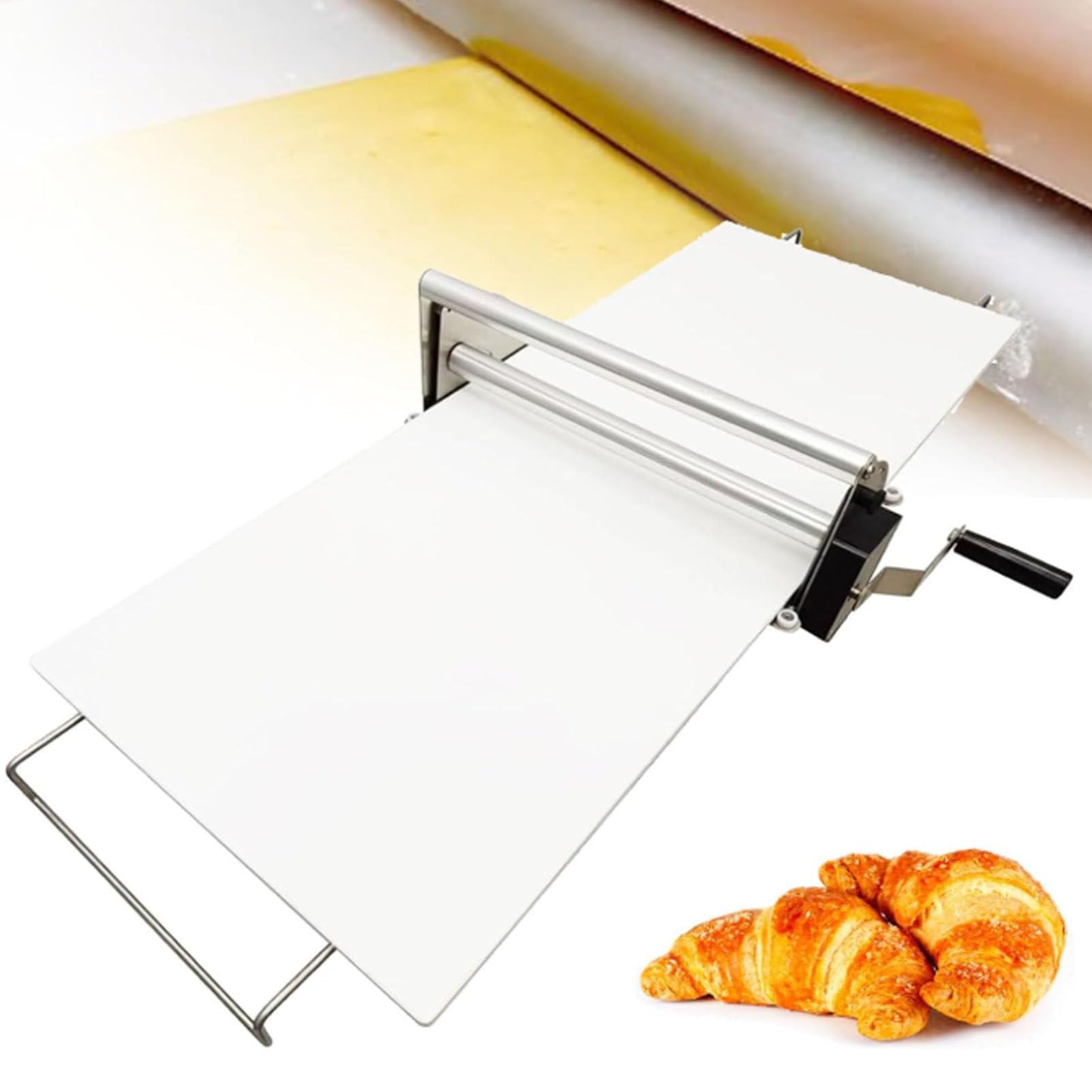 Laminadora de masa de acero inoxidable con tabla plegable premium