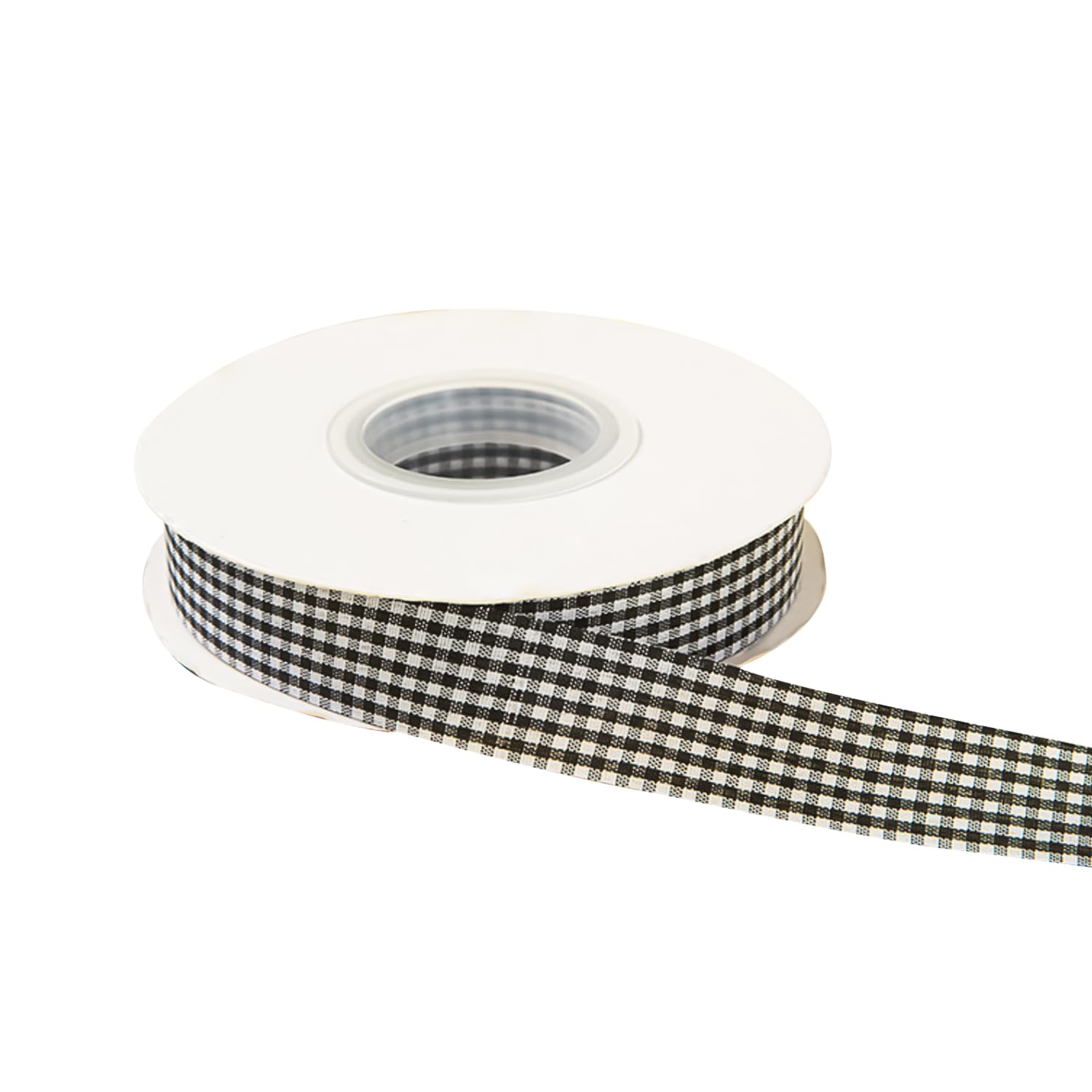 HAICN Gingham Ribbon Christmas Craft Gift Decoration Classic Plaid Craft Ribbon Accessory for Package (50Yards,2cm) (Black)