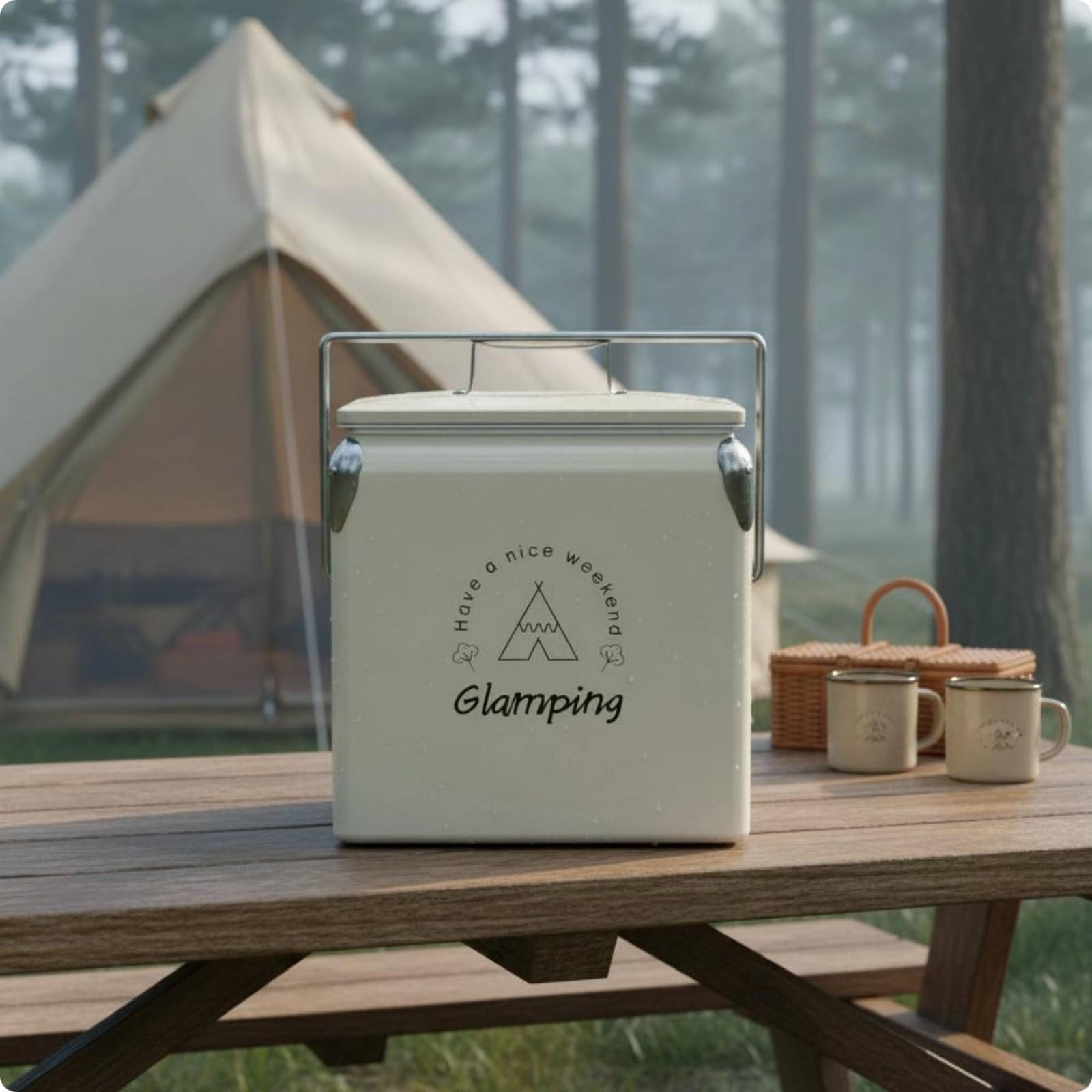 Borsa Termica Portatile Frigo da Campeggio Contenitore Isolato Ghiacciaia Picnic con Esterno Liscio E Resistente E Chiusura Affidabile Adatta a