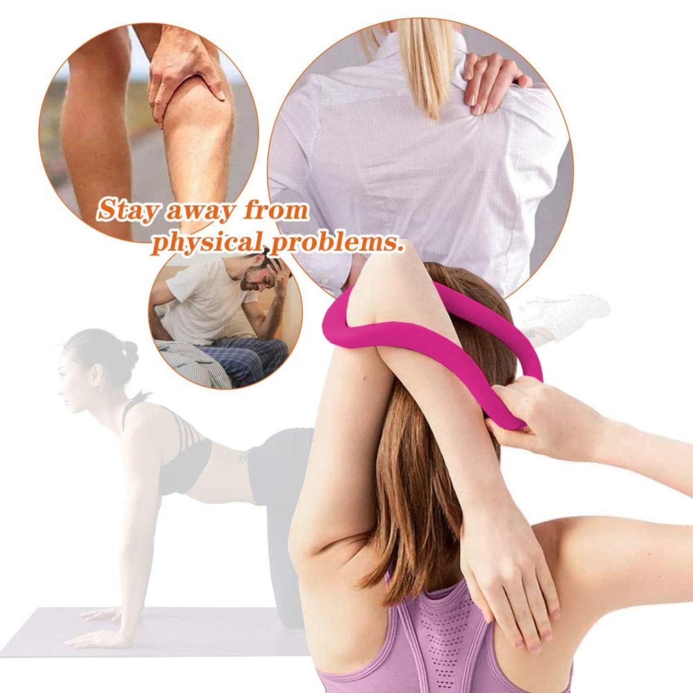 afdg Cerchi di Yoga Ring Pilates, Anello di Stretching Fitness, Pilates Fisioterapia Training Ring, Anello di Yoga per Massaggio Coscia e Polpaccio, Allenamento di Stretching (Blu e Rosa Rossa)