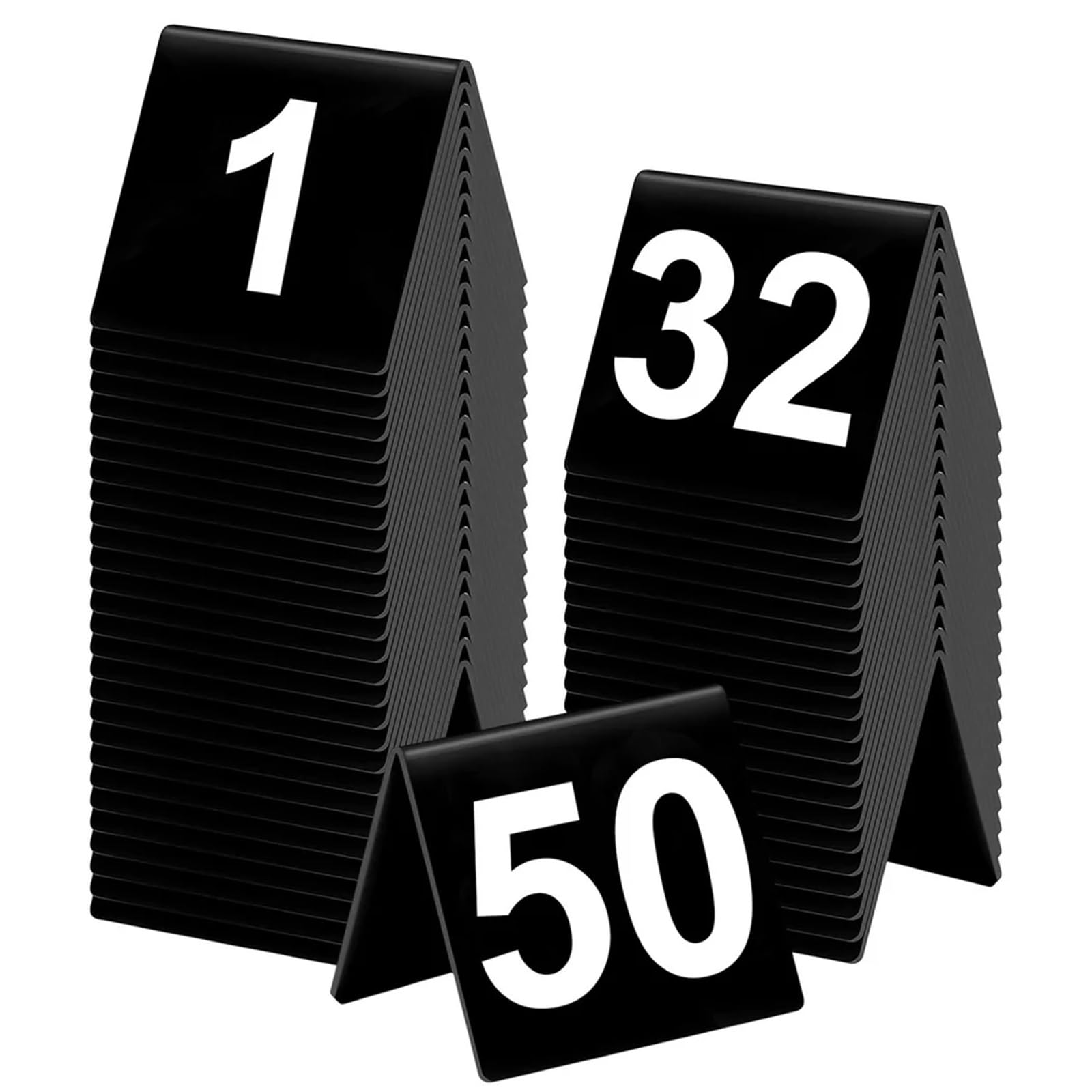 Segnale di Numero del Tavolo 1 To 50 V-Shaped Black Acrylic Restaurant Double Sided Printing Tents Wedding Card Signs