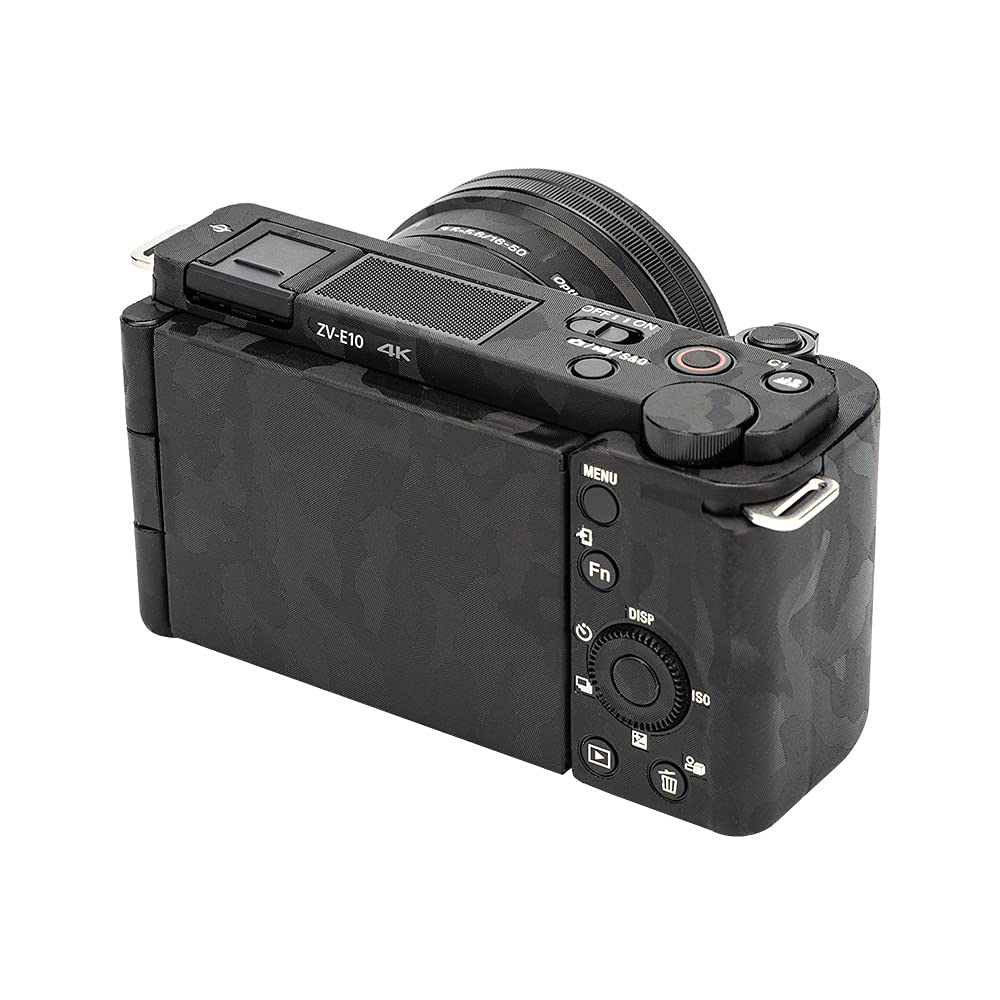 KIWIFOTOS Adesivo protettivo antigraffio per fotocamera mirrorless Sony ZV-E10 con kit di obiettivi da 16-50 mm, pellicola protettiva antiscivolo (motivo mimetico)