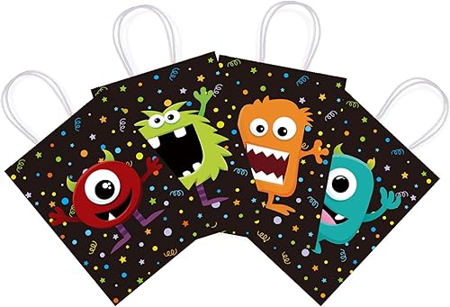 Miniatura 2 de Bolsas de regalo de fiesta temática de monstruos para suministros de fiesta de monstruos de color, bolsas de papel kraft para decoraciones de fiesta