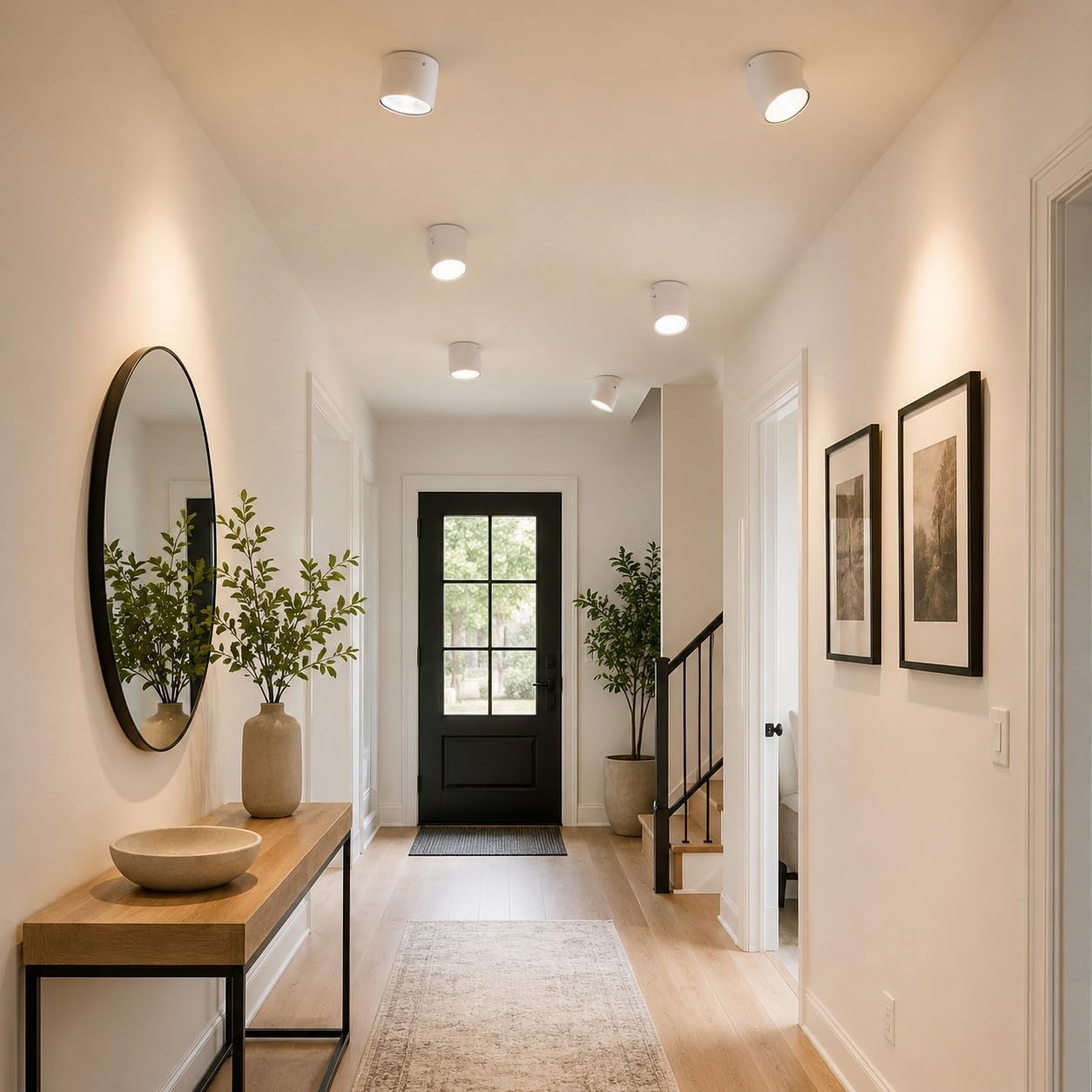 Adjustable LED Ceiling Spotlight, White Mount Light Fixture | Swivel head with 24° , CRI >95 and aluminum body for gallery, shop, hallway and display use(3000K,7W)