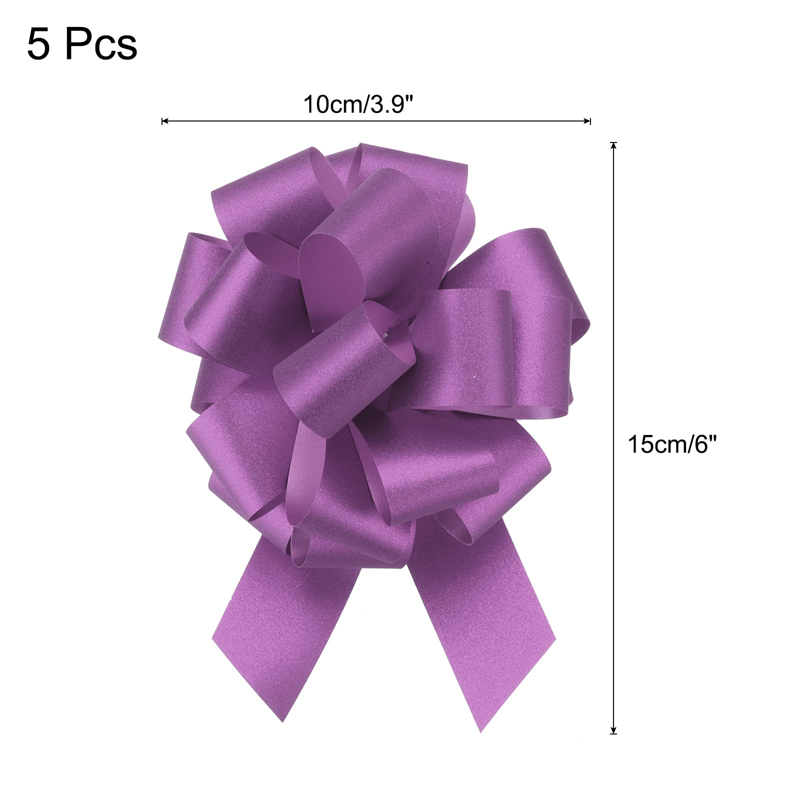 Uxcell 5pcs 4 Inch Large Pull Bow Glitter Gift Wrapping Big Pull Bows Ribbon Rose Red for Wedding Baskets Presents Christmas Party - Image 2