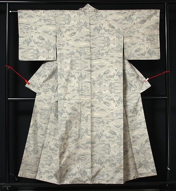 6549 S~M 本場白大島紬 山水木立文様 経緯絣 九マルキ 本場大島紬