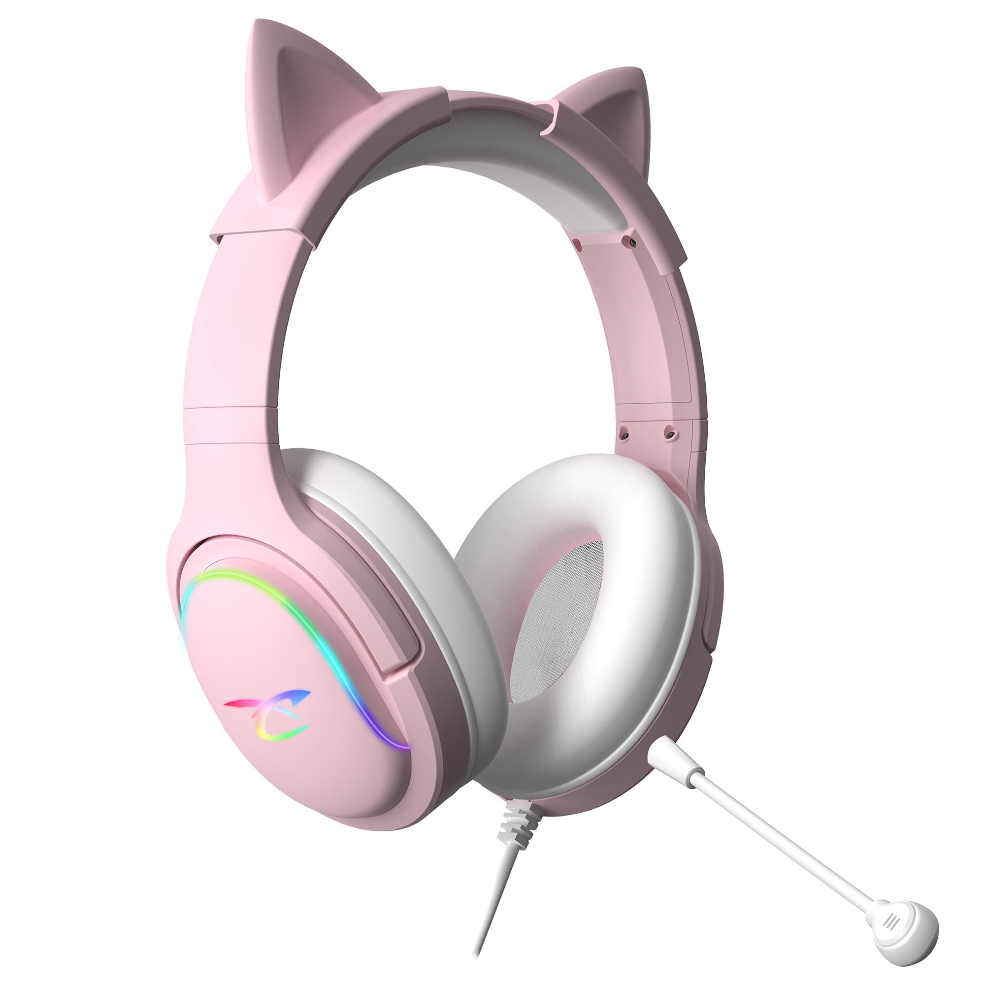 Subsonic - Casque Gaming Spectra. Casque pour PS5, PS4, PC, Xbox - Hauts Parleurs de 50 mm, Micro Inclinable, LED RGB Dynamique Télécommande avec Réglage du Volume et Bouton Mute intégrés - Rose