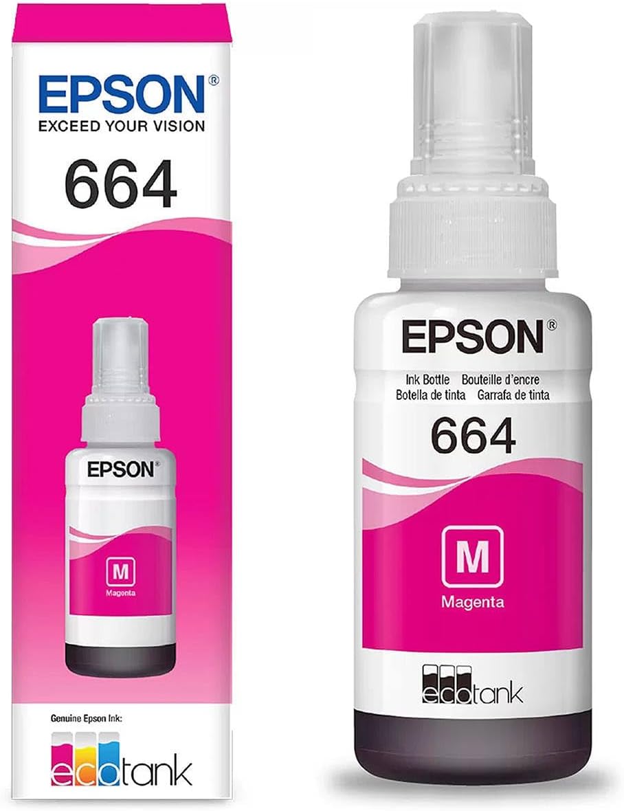 Kit de Garrafas de Tinta Original Epson EcoTank T664 - Magenta, Amarelo, Ciano, Preto