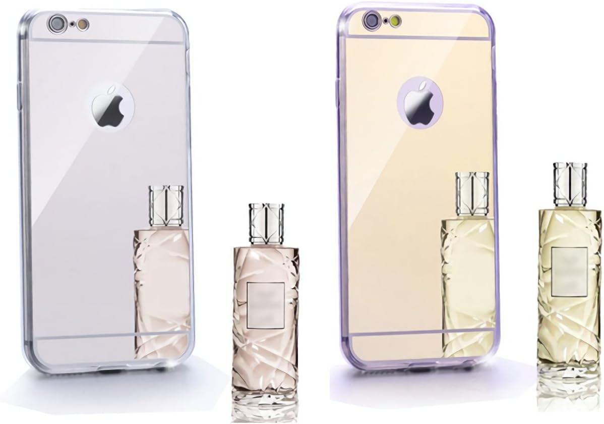 i Phone6 (4.7")Luxury Mirror Case Silicone ,Various configurations(Silver+Gold)(Gold+Transparent) (Silver+Gold)