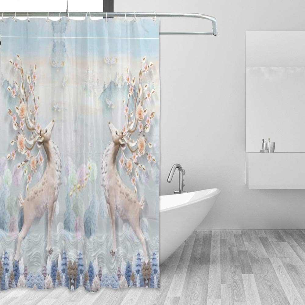 Rideau de douche imperméable motif cerf : fini les projections d'eau et les sols de salle de bain humides