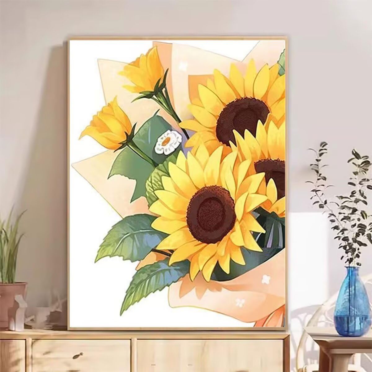 Zestawy artystyczne dla dorosłych, słonecznikowe zestawy do malowania diamentami z płótnem HD, DIY, klejnot, sztuka, błyszczący, kryształ górski, zestawy do haftu krzyżykowego, do domu, biura, sztuka