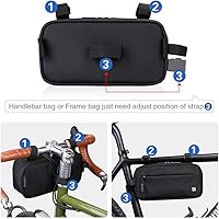 Vista 5 de Rhinowalk Bolsa de manillar de bicicleta, multifuncional impermeable para bicicleta de montaña, bolsa frontal para bicicleta de carretera, cesta