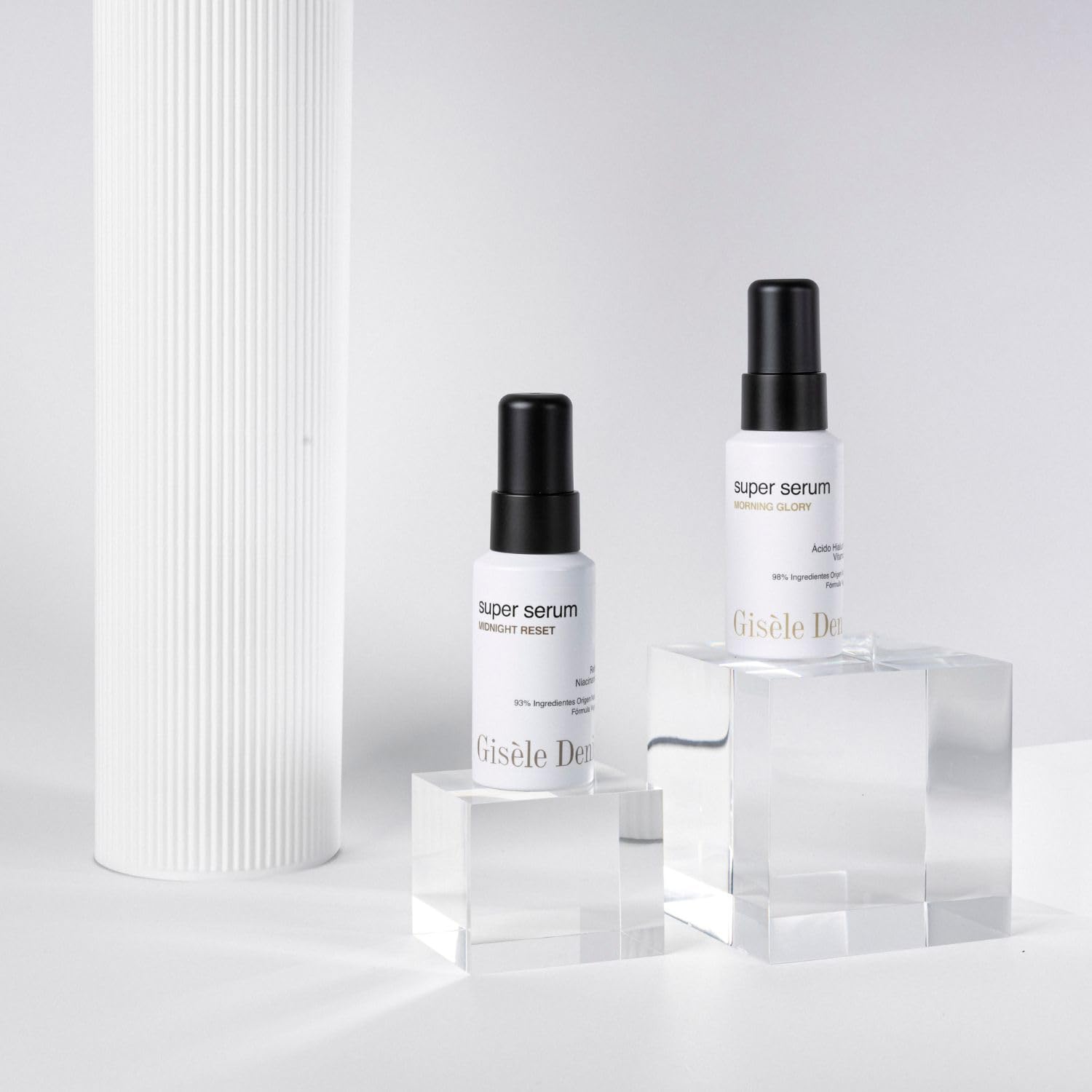 GISÈLE DENIS - Pack Super Serums Facial Dia y Noche, Morning Glory 30 ml + Midnight Reset 30 ml, Serum para la Cara con Ácido Hialurónico y Retinol, Rutina Cuidado Facial, Cuidado Piel.