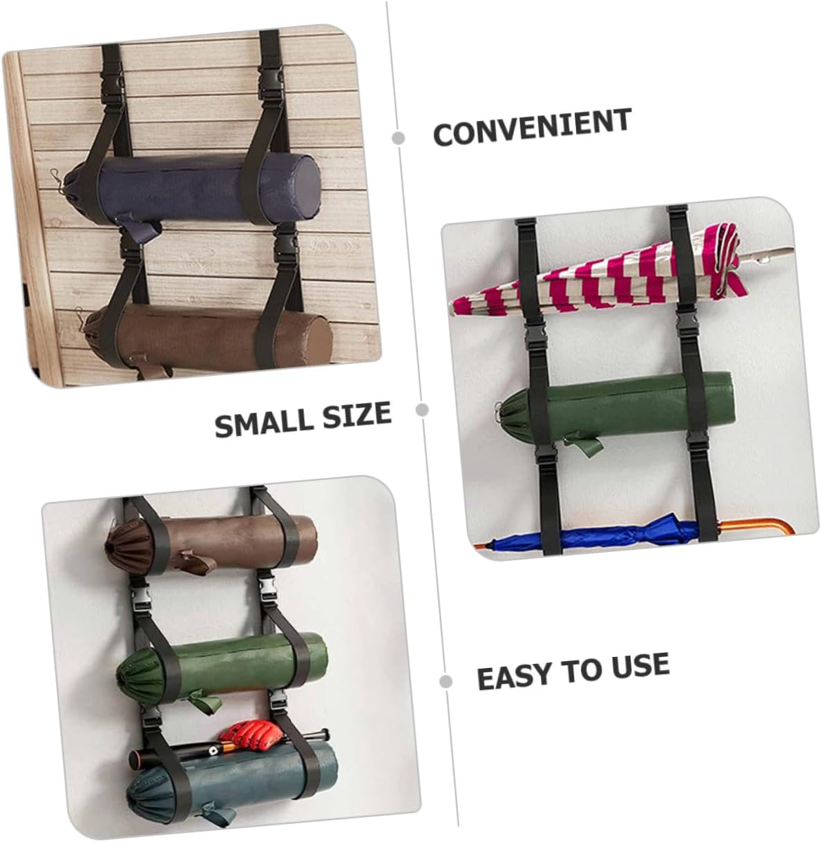 Cabilock 2pcs Adjustable Wall Mounted Storage Strap with Buckles, Multi-use Garage Storage Belt for Tool and Equipment Organization