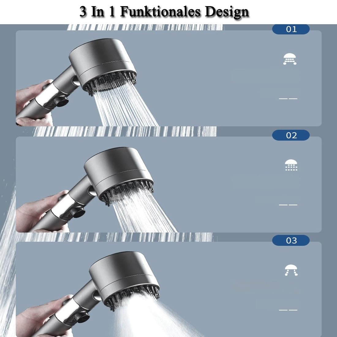 Pommeau de douche filtré – Adoucit les cheveux brillants et le confort ultime – Anti-calcaire avec tuyau et 1 filtre (1 pièce)