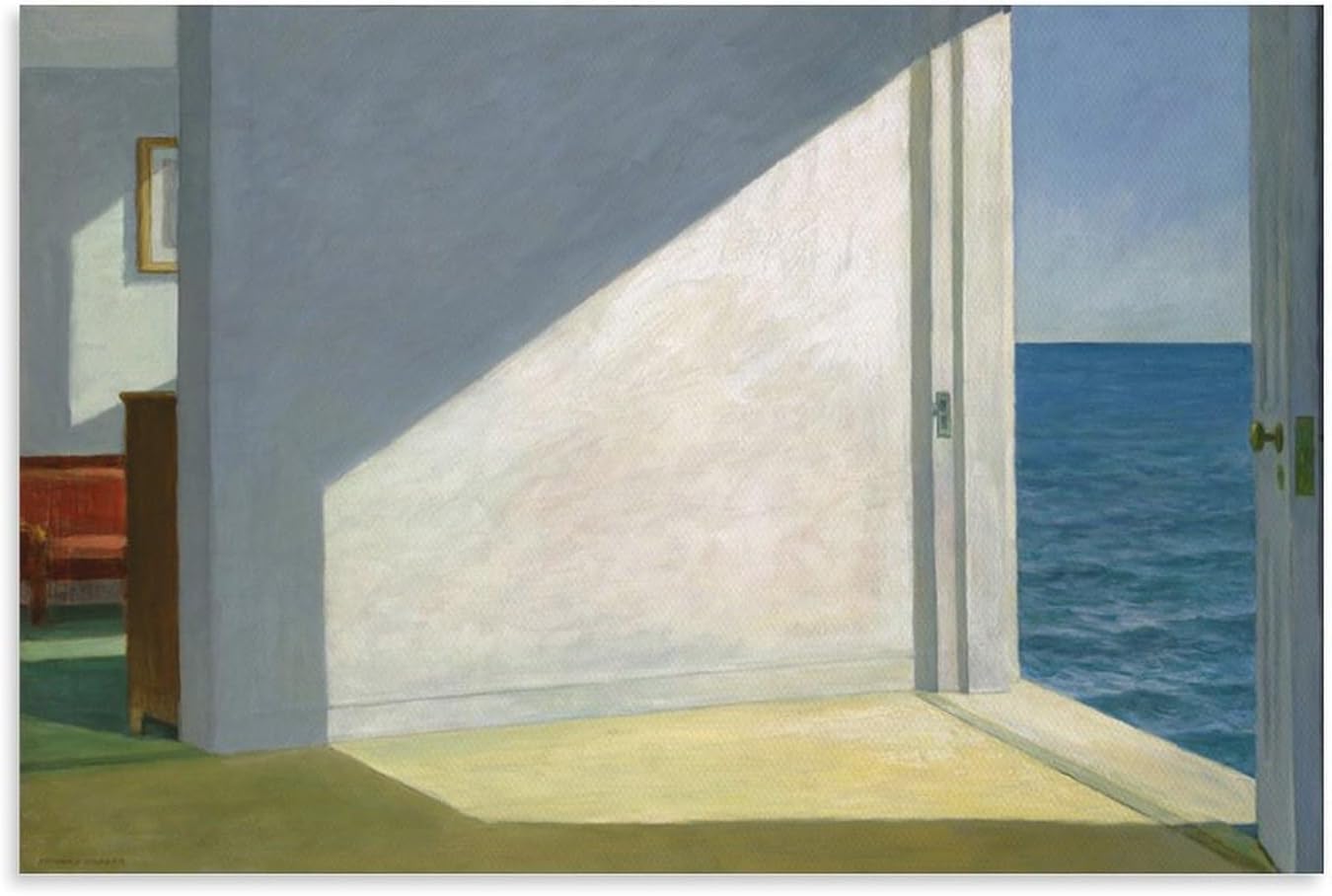 Matvsd Kohecs Edward Hopper Prints Landscape Wall Art Edward Hopper《Rooms By The Sea》Poster Retro Canvas Painting for Home Decor Picture 30x45cm No Frame