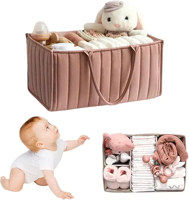 Cesta Organizadora Bebé - Pañalera Portátil con Compartimentos Ajustables