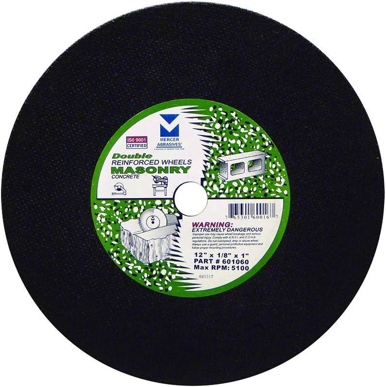 Mercer Industries 601060-12 x 1/8 x 1 Stationary Saw Cut-Off Wheels for Masonry (10 pack)