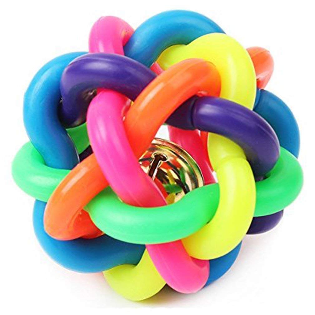 Nootie Knot Ball Rainbow Colorful Rubber Cord Woven Toy with Jingle Bell Inside, Dog Cat Training Playing Chewing Smarter Interactive IQ Toys Gift for Pets-Large Size (B09N72YWSK) Amazon Price History, Amazon Price Tracker