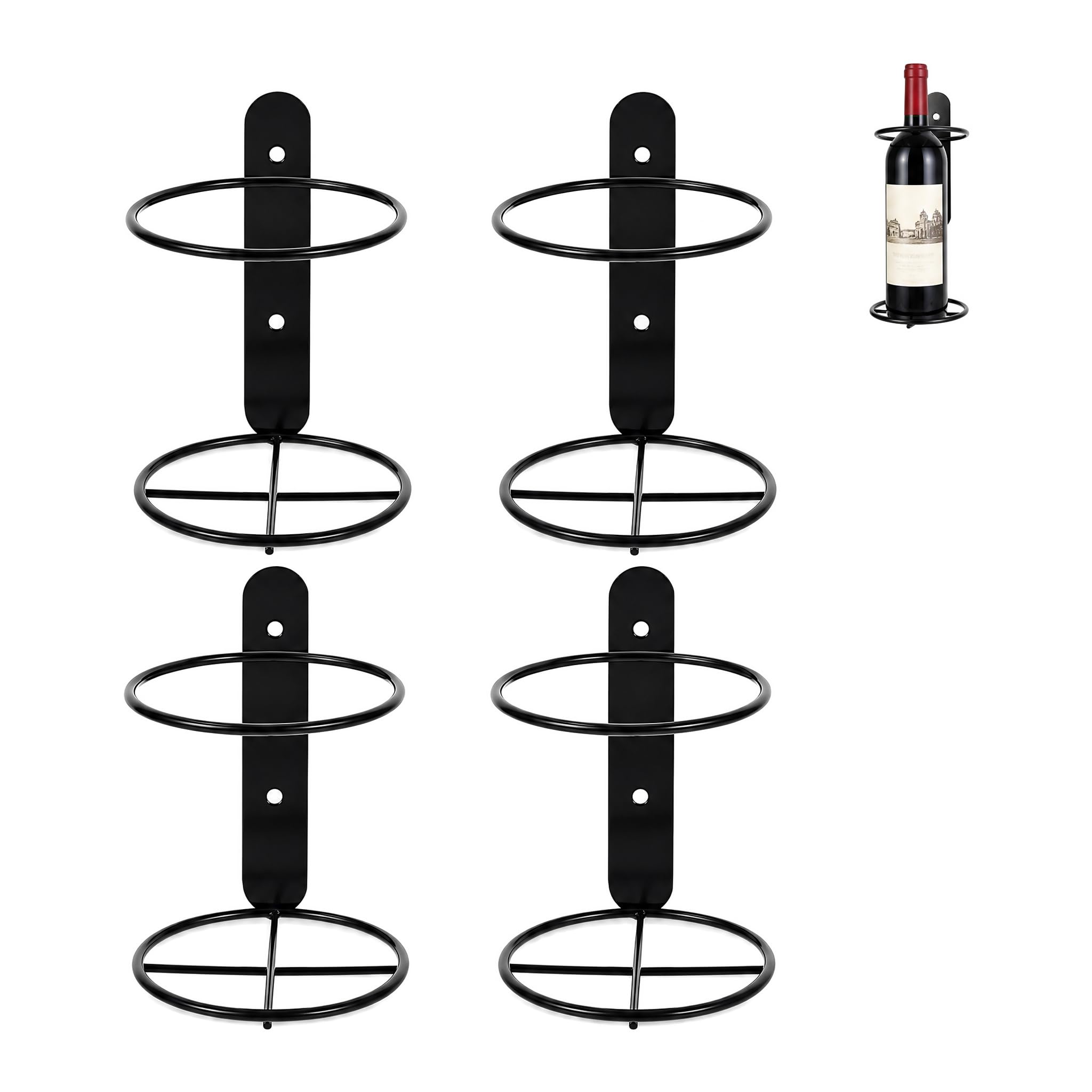 Casier à vin suspendu compact UPKOCH en métal noir pour 4 bouteilles