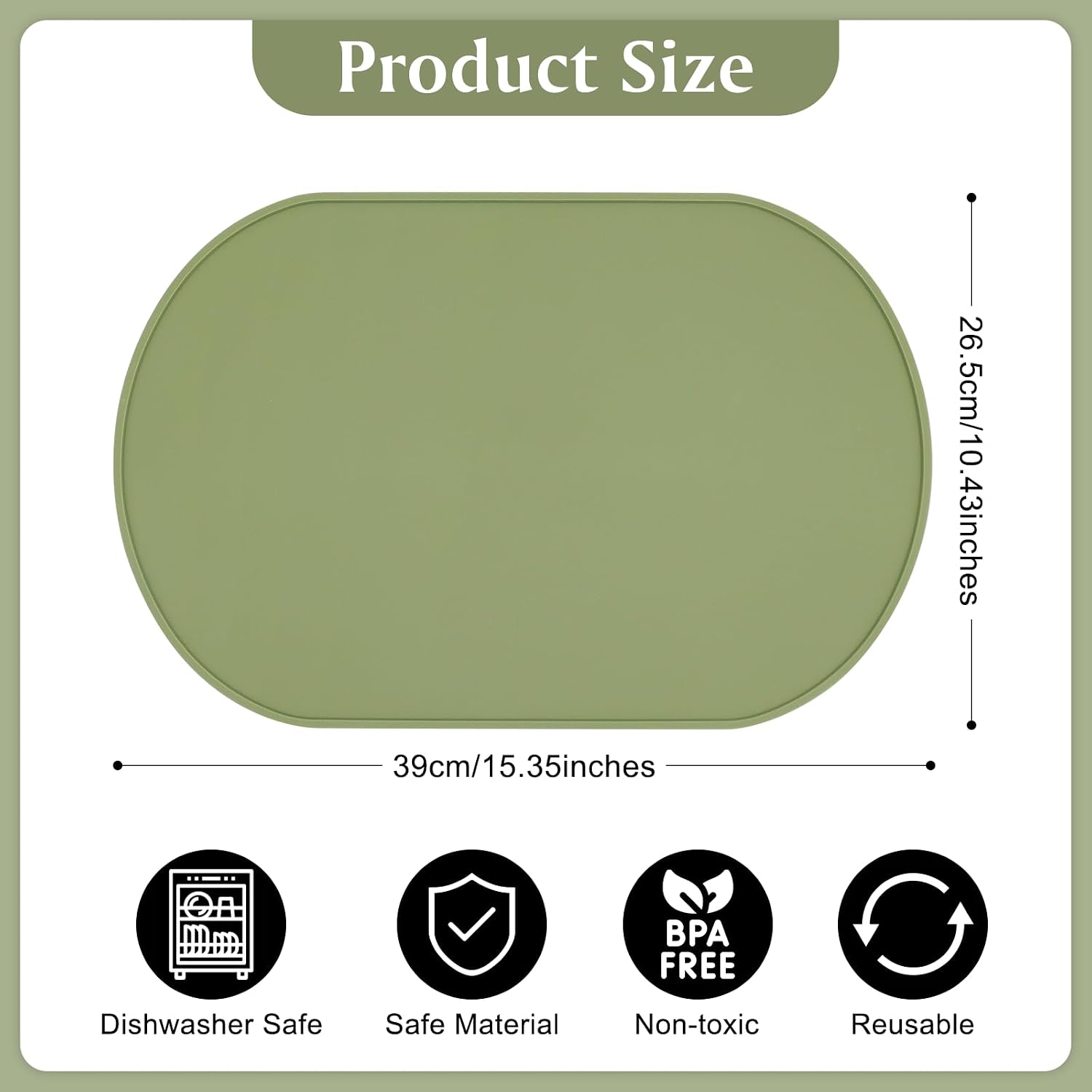 Silicone Placemats Set of 4, Oval Heat Resistant Place Mats, Waterproof Washable Wipeable Dining Table Mats, Non-Slip Silicone Food Mat for Toddles Kids Adults Home Decor