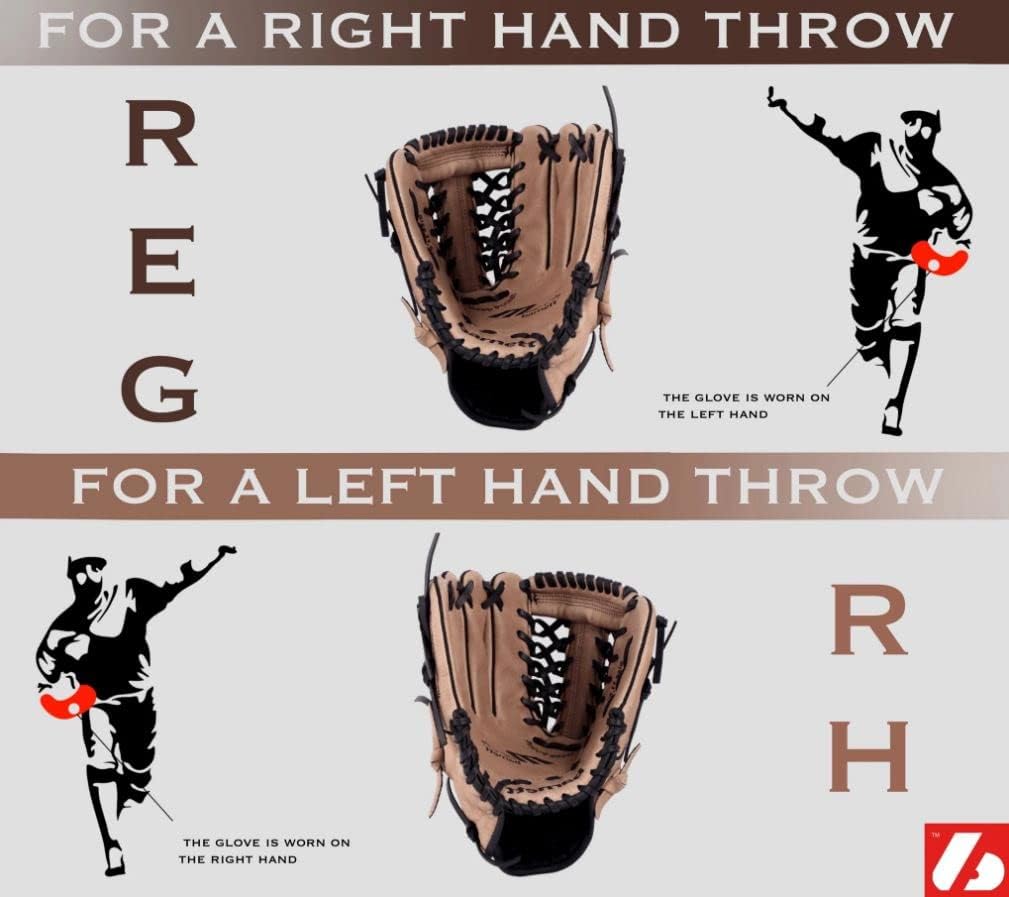 FL-201 Guante de béisbol de cuero Catcher, beige (REG (para diestro El guante se lleva a la izquierda))