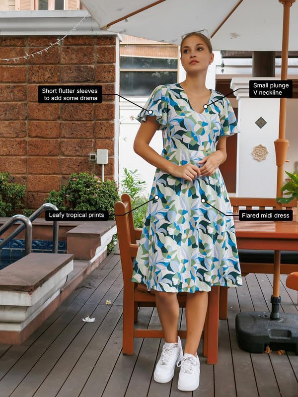 Image of Zink London Women's Off White Printed A-Line Midi Dress