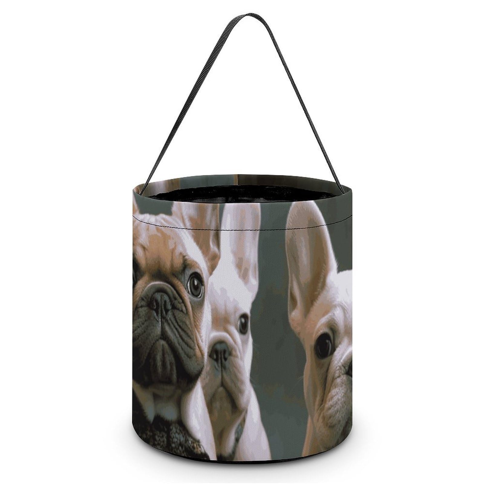 JTREHY French Bulldog Puppies Candy Basket Hand-held Portable Candy Basket Collapsible Reusable Candys Bags Trick Or Treat Bags Party Festival Gift Bucket