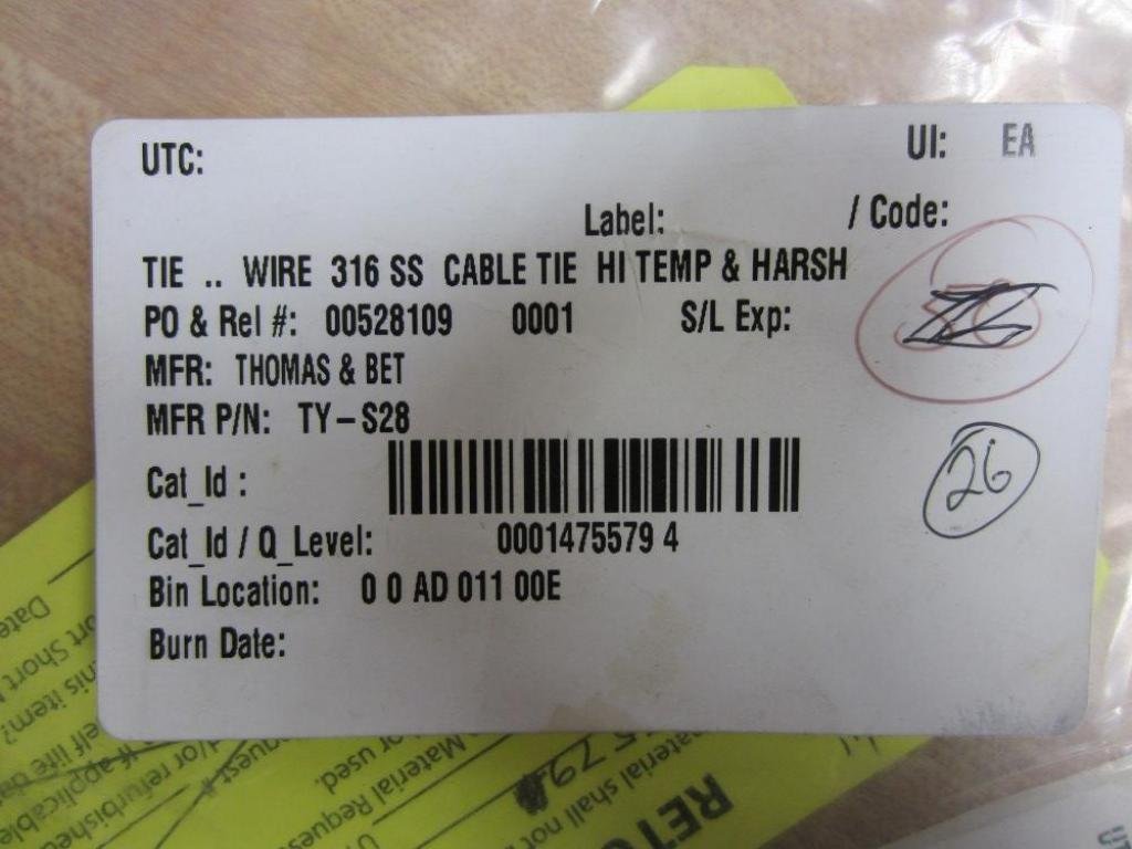 Thomas and Betts TY-S28 Tie Wire 316 SS Cable (Pack of 10)