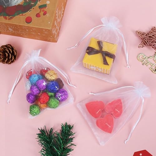 Miniatura 5 de Paquete de 100 bolsas de organza de HRX, 3.9 x 5.9pulgadas, para regalos de Navidad, bodas, bolsos con cordón de regalo, bolsas de joyería, bolsas