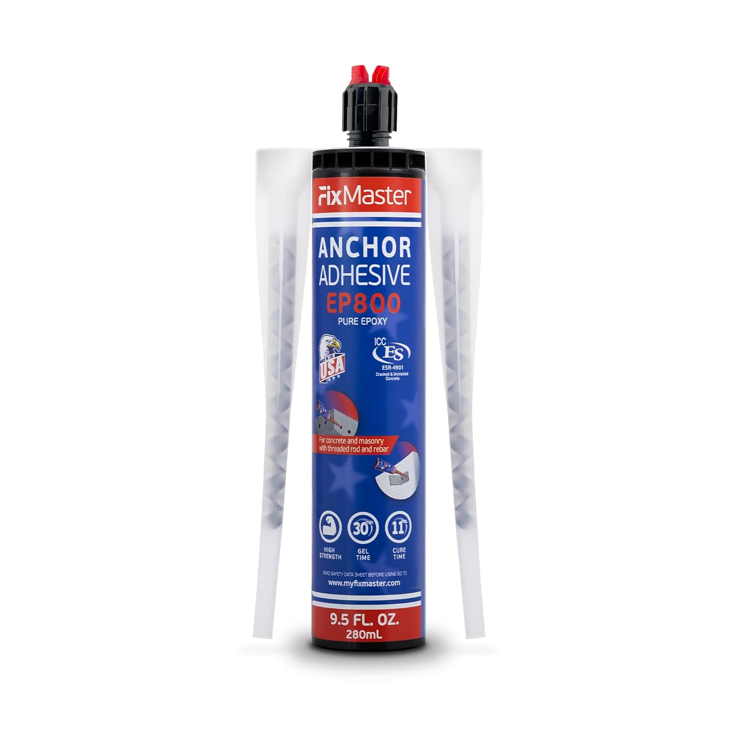 Multi Purpose 2-Part Pure Epoxy 9.5oz - Highest Rated Strength for Anchoring & Crack Repair - ICC Approved - Long Term Temperature & Water Resistance - Made in the USA - Grey Color