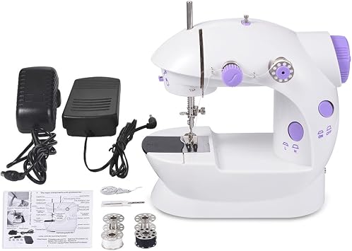 Sewing Machine Portable Sewing Machine Mini Home 2 Thread 2 Speed, Compact Electric Sewing Machine for Beginners DIY with Japanese Instruction Manual