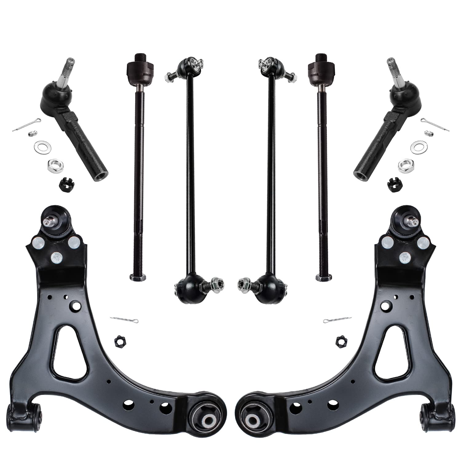 Detroit Axle - Front Lower Control Arms w/Ball Joints Sway Bar Links Tie