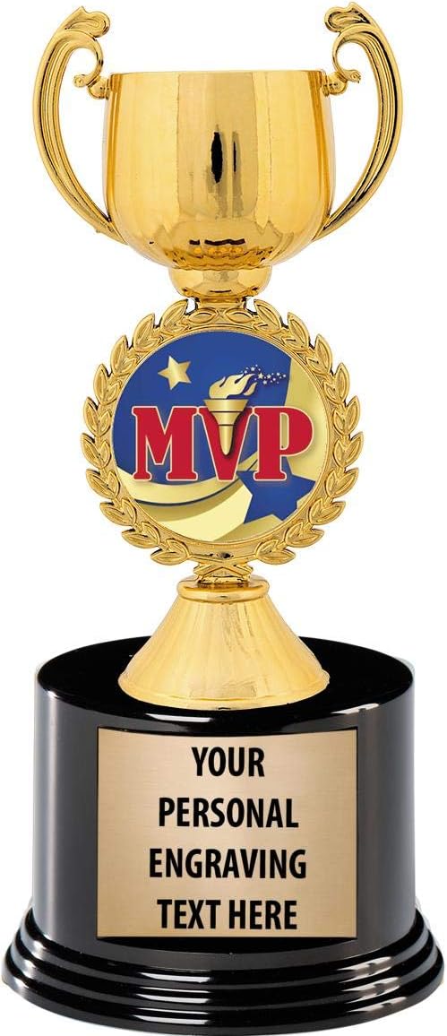 Crown Awards MVP Trophies with Custom Engraving, 7.25" Personalized Most Valuable Player Trophy On Deluxe Round Base Prime