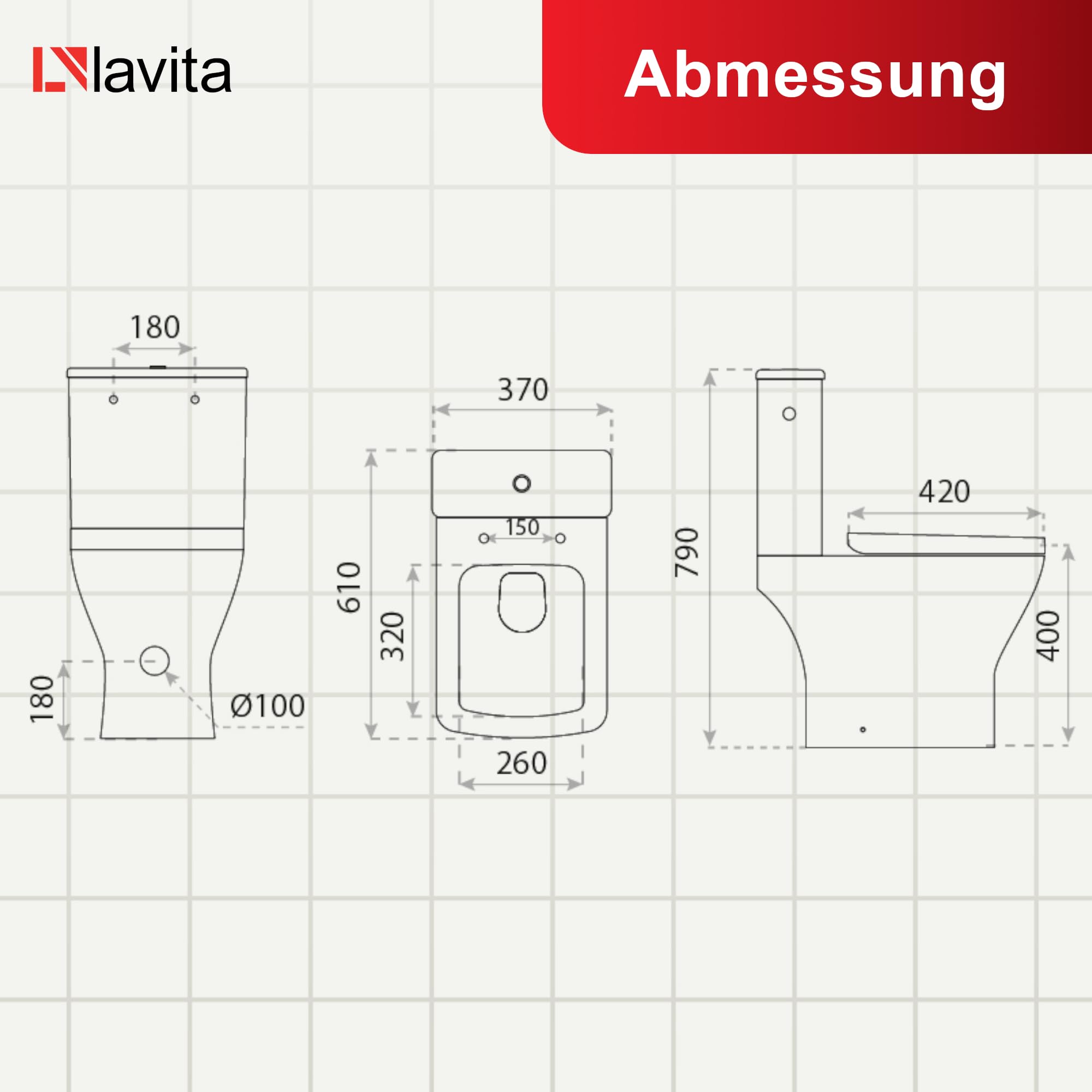 LAVITA WC a pavimento monopezzo con cassetta di risciacquo incorporata, coperchio WC con abbassamento automatico in ceramica, senza bordi