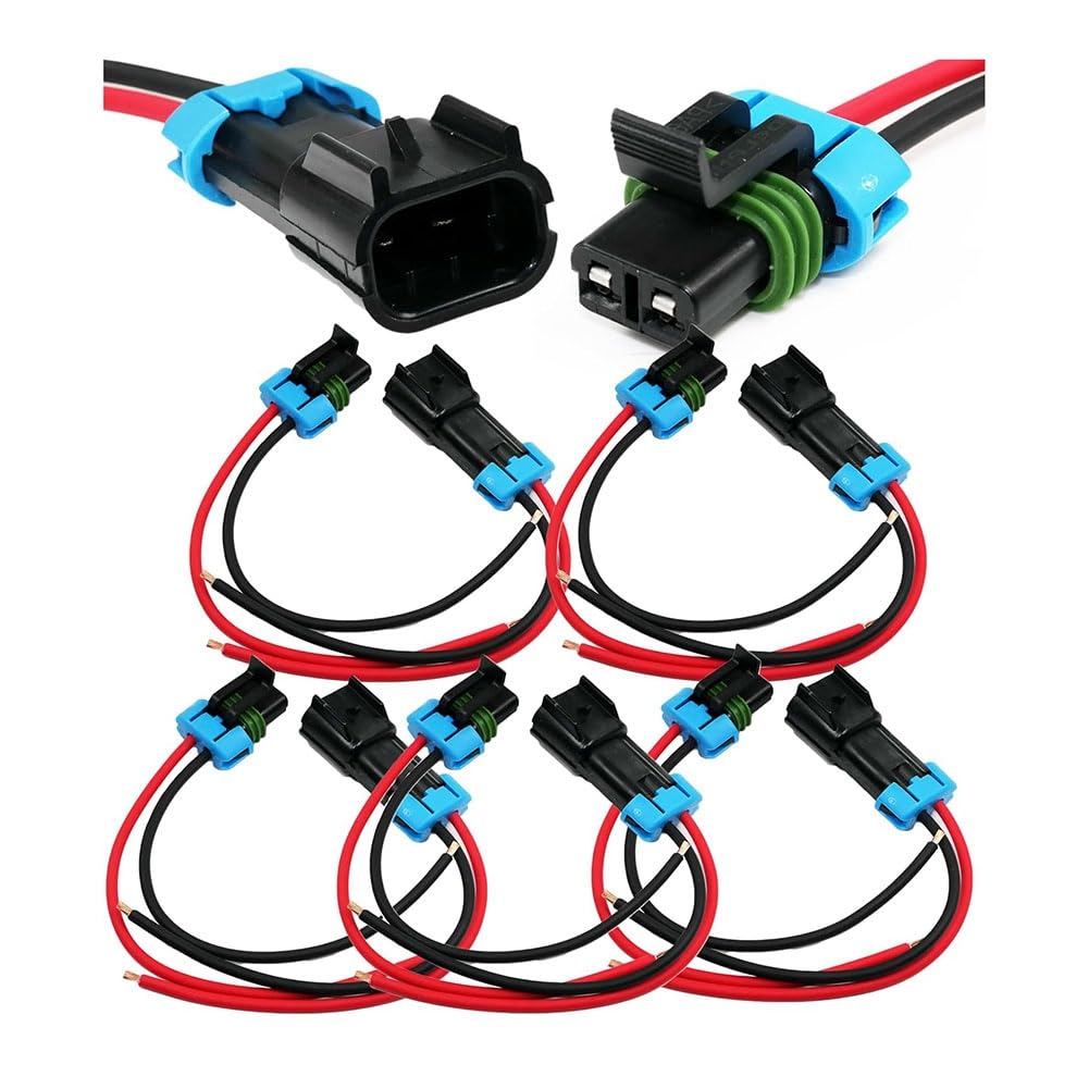 Ruitutedianzi 5-Pack Metri-Pack 2-Pin 30 Amp, 280 Series Connectors Multi-Function (Male to Female Pigtail 12GA) Easy Install