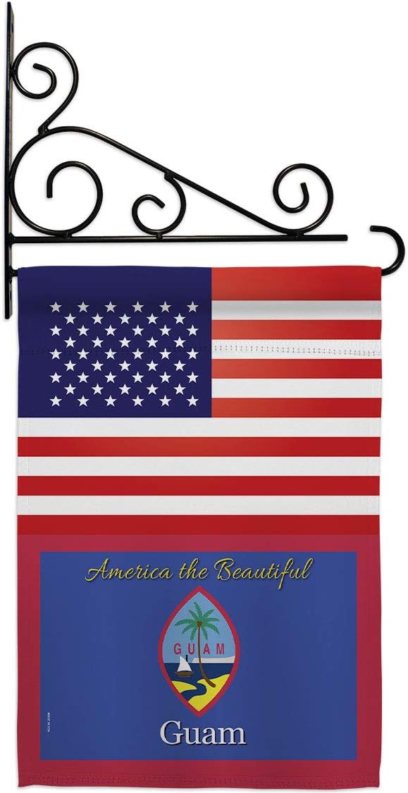 Americana Home & Garden US Guam Garden Flag - Set Wall Holder Regional Nationality Nation International World Country Particular Area - House Decoration Banner Small Yard Gift Double-Sided, 13 X 18.5