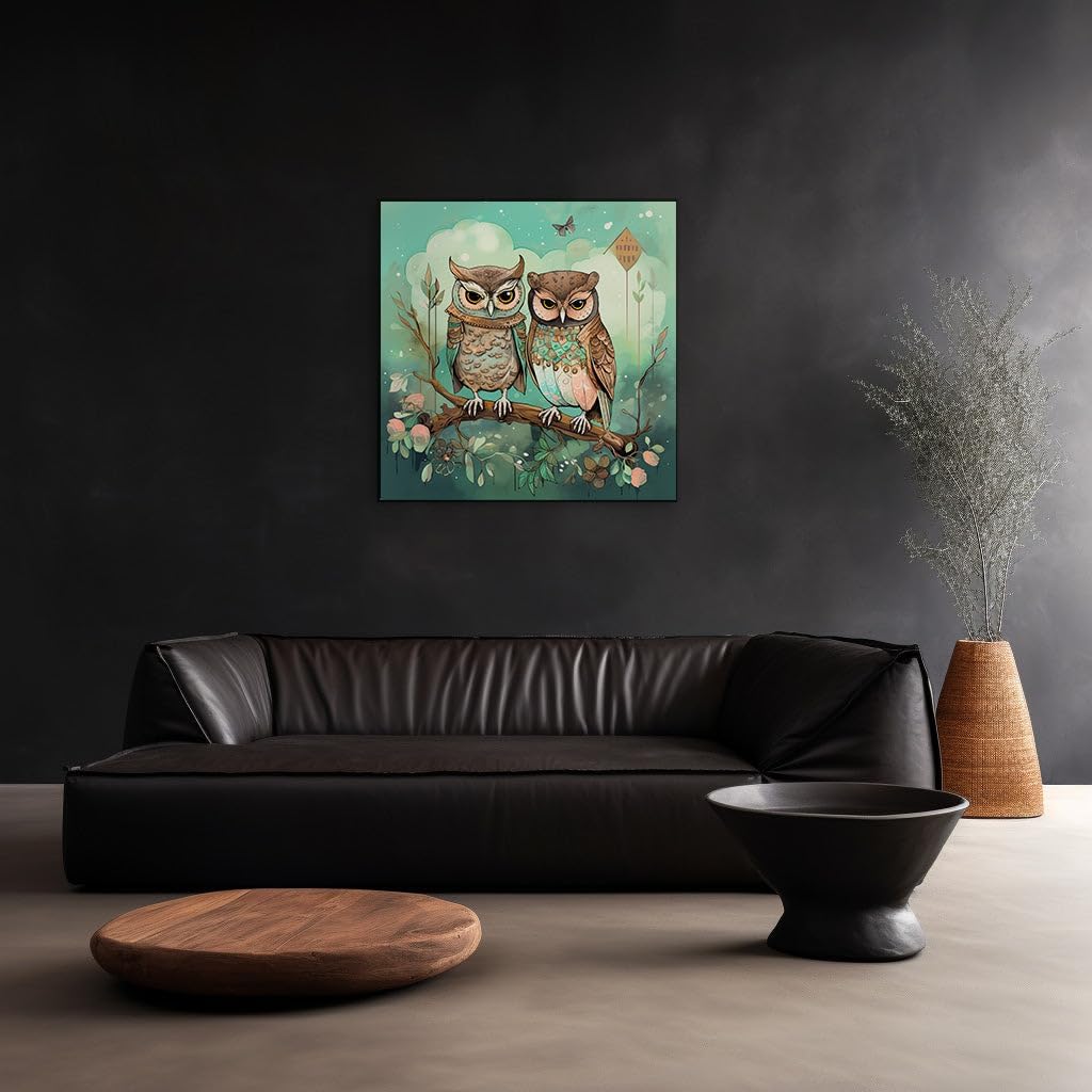 Canvas for Living room. Whispering Feathers: A Serene Encounter with Nature's Vigilant Observers, 27 x 18 inch Canvas Wall Art - Expansive Panoramas - Modern Home Decor - 69x46 cm (27x18 inch)