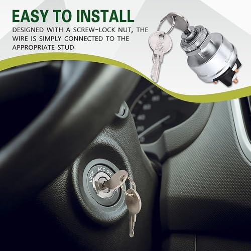 Miniatura 3 de Interruptor de encendido con llave, interruptor de encendido universal de 4 posiciones de 12 V para automóvil, camión, tractor, remolque, carretilla
